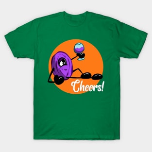 Cheers! Raisin Character Drinking Wine T-Shirt